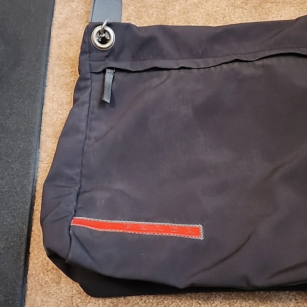 PRADA Sport Black Gray Silver Hardware Nylon Messenger Men's Bag